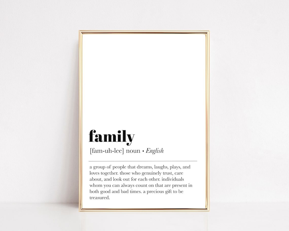 Family Definition Print, Minimalist Typography Art