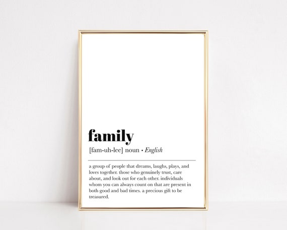Family Definition Print, Minimalist Typography Art