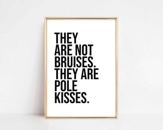 Pole Dance Gift Pole Kisses Sign Typography Print Pole Dancing Wall Art Pole Fitness Home Gym Decor Gym Art