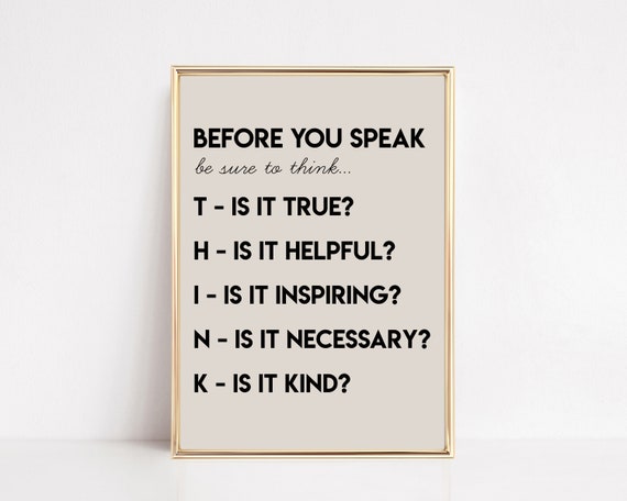 Think Before You Speak Boho Classroom Art Print