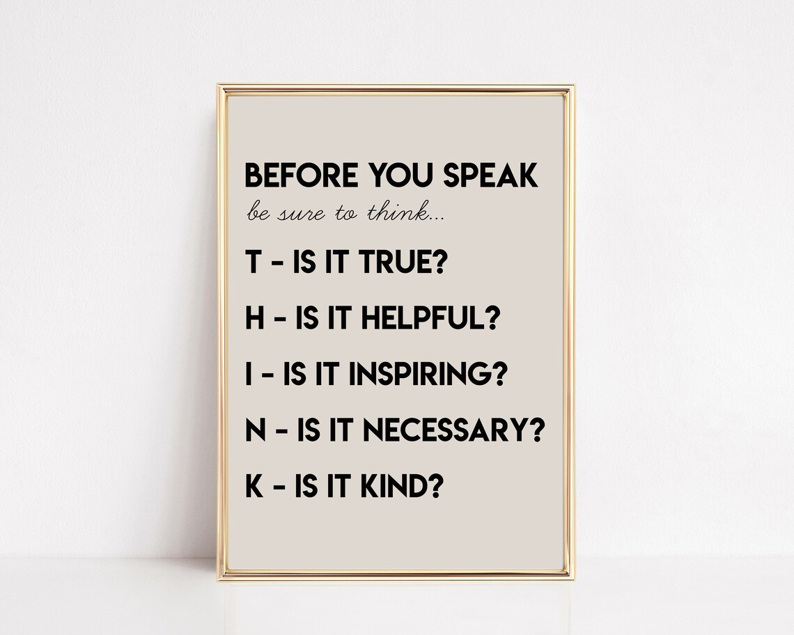 Think Before You Speak Boho Classroom Art Print