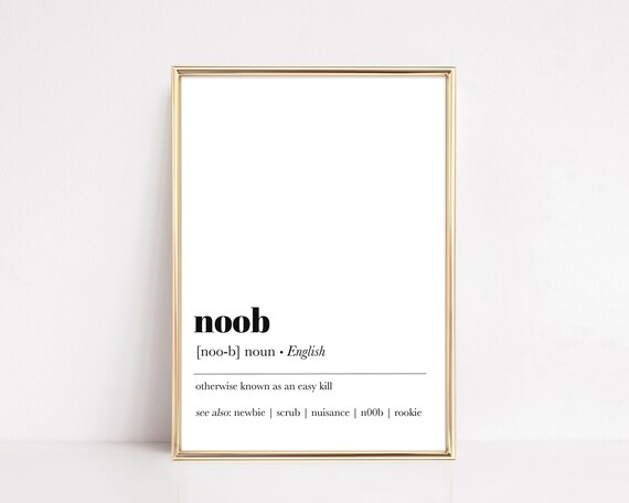 Noob Gaming Definition Funny Quote Poster For Gamer Man Cave