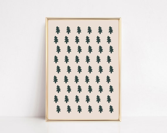 Boho Christmas Tree Art Print, Neutral Minimalist