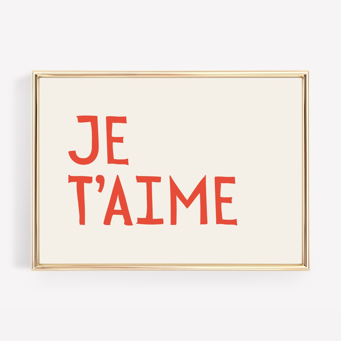 Je Taime Red Hand Lettered French Love Quote Minimalist Romantic Print