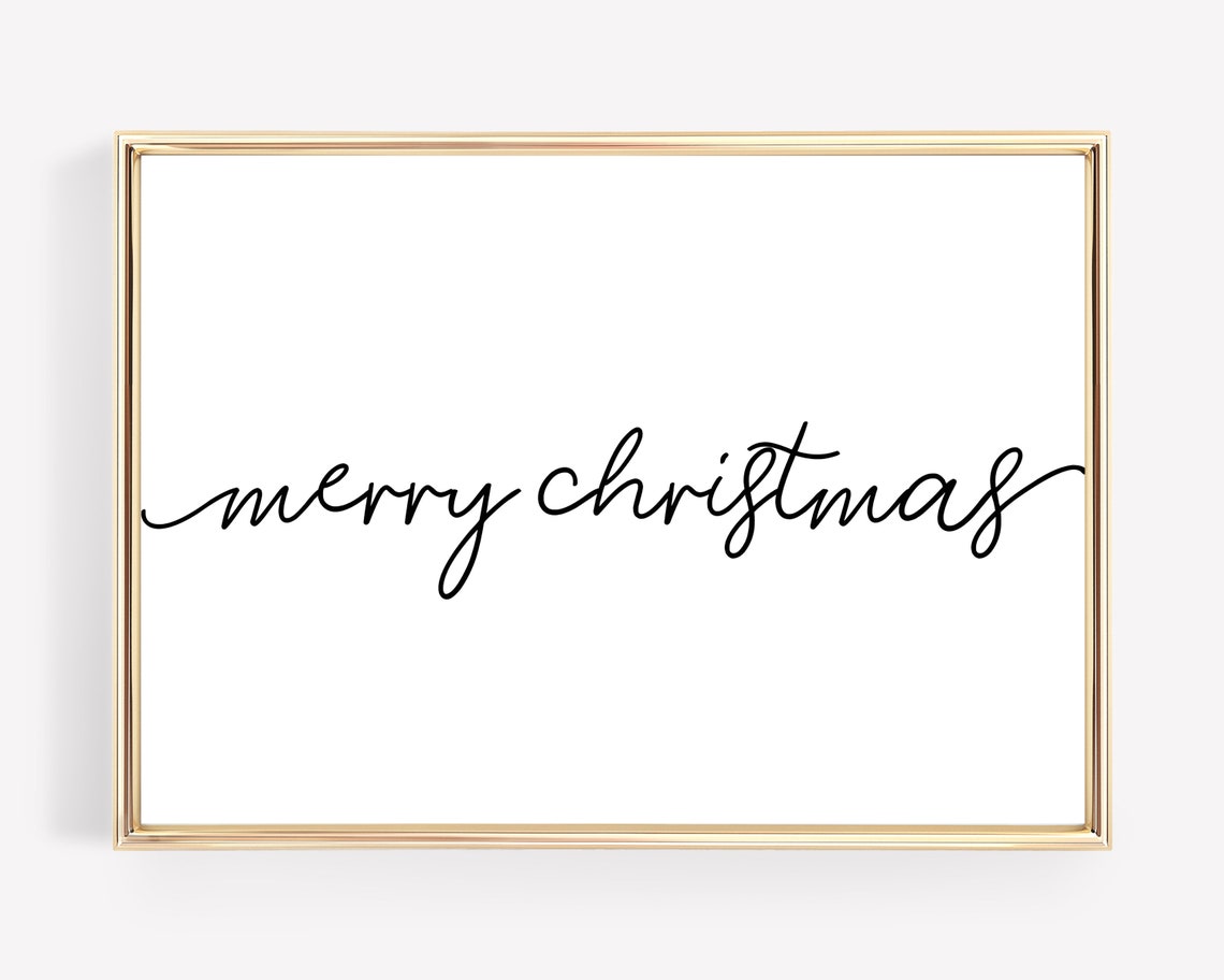Merry Christmas Script White Background Minimalist Typography Poster