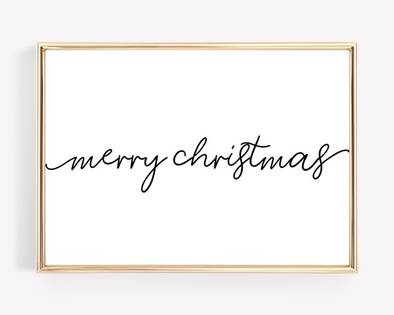 Merry Christmas Script White Background Minimalist Typography Poster