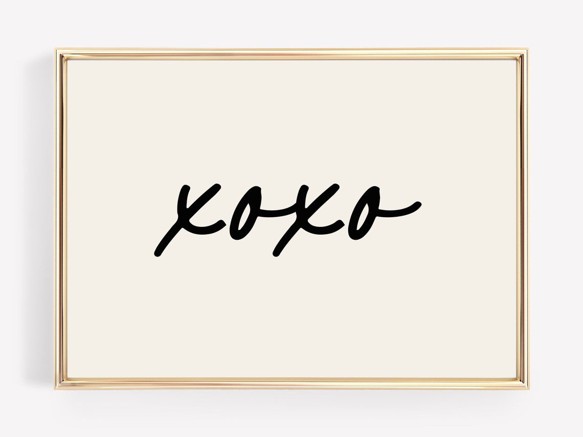 XOXO Minimal Beige Script Valentines Day Love Typography Poster