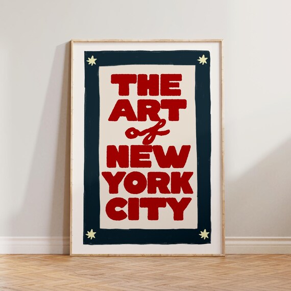 The Art of New York City Big Apple Retro Style Typography Poster