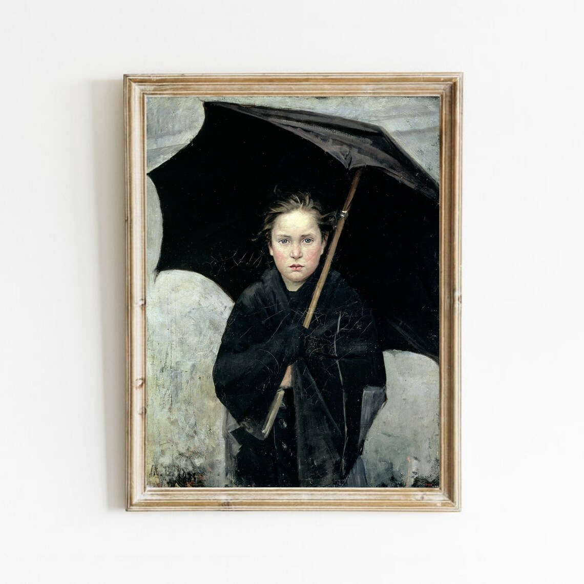 Girl With Umbrella Vintage Portrait Art Print