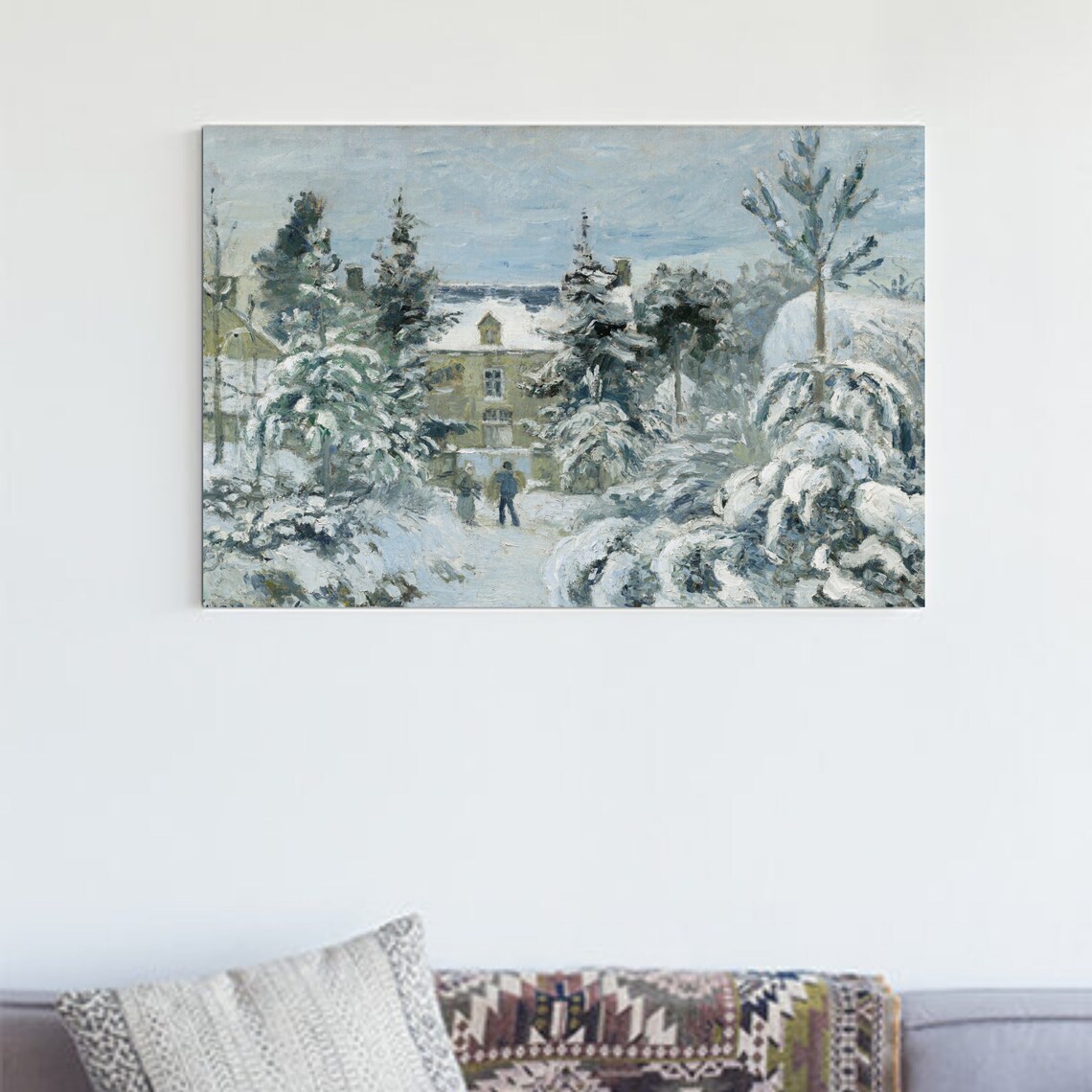 Christmas Winter Landscape, French Farmhouse Art Print - Image 2