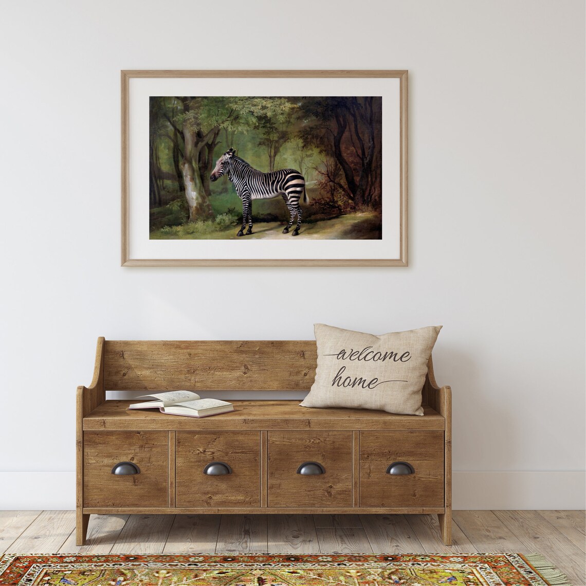 Zebra Animal Print, Vintage Forest Wall Decor Art Print - Image 2