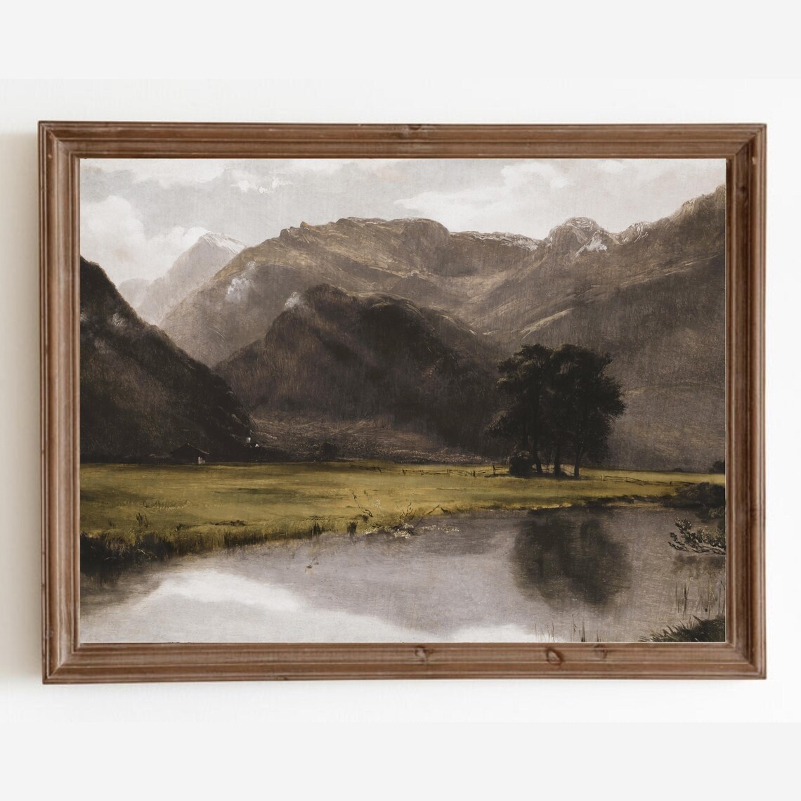 Rustic Mountain Landscape Vintage Art Print