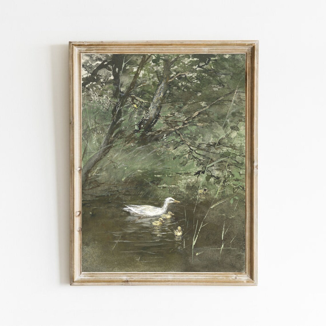 Duck Painting Spring Landscape, Farmhouse Art Print