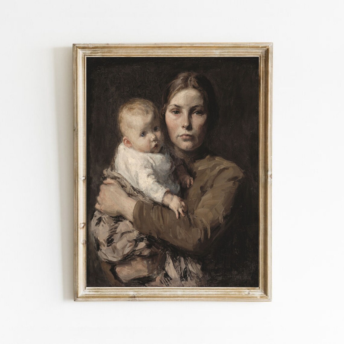 Mother and Child Vintage Art Print, Antique Decor