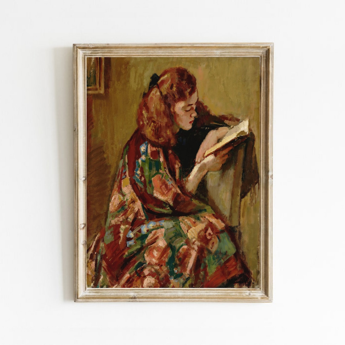 Woman Reading Portrait, Vintage Oil Painting Art Print