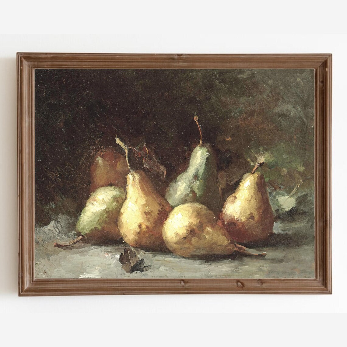 Pear Still Life Painting, Rustic Kitchen Art Print