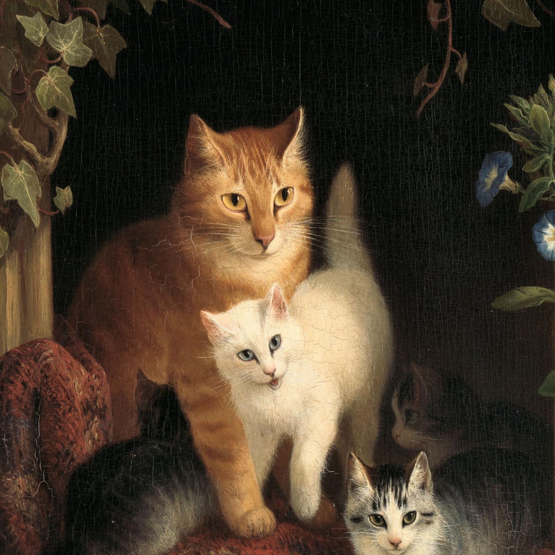 Vintage Cat Painting Cats Portrait Moody Farmhouse Decor Animal Wall Art Cat Lover Gifts Kittens Print Art - Image 2