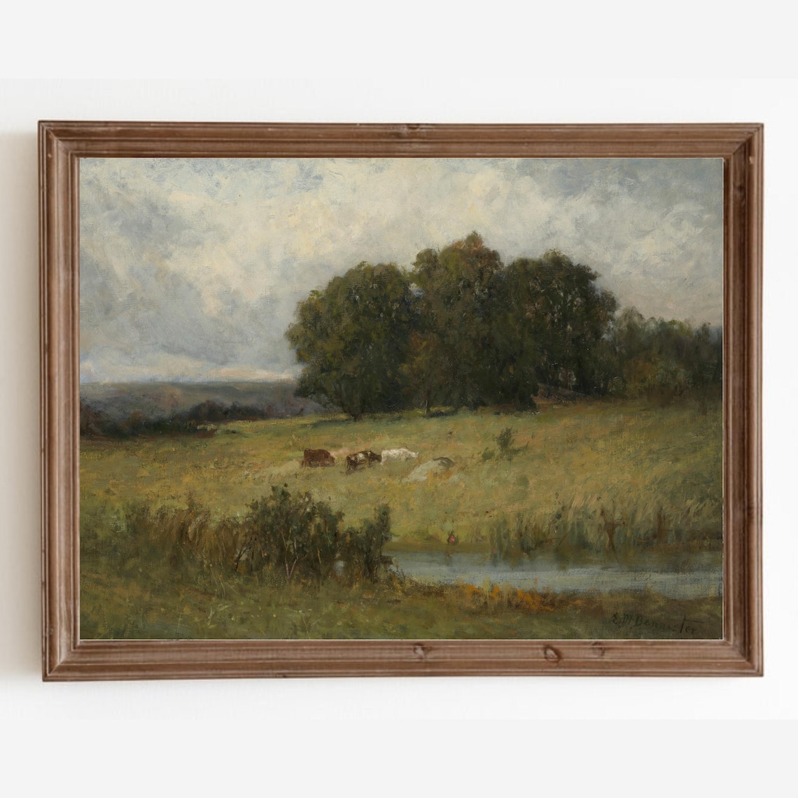 Country Landscape Vintage Oil Painting Meadow Art Print