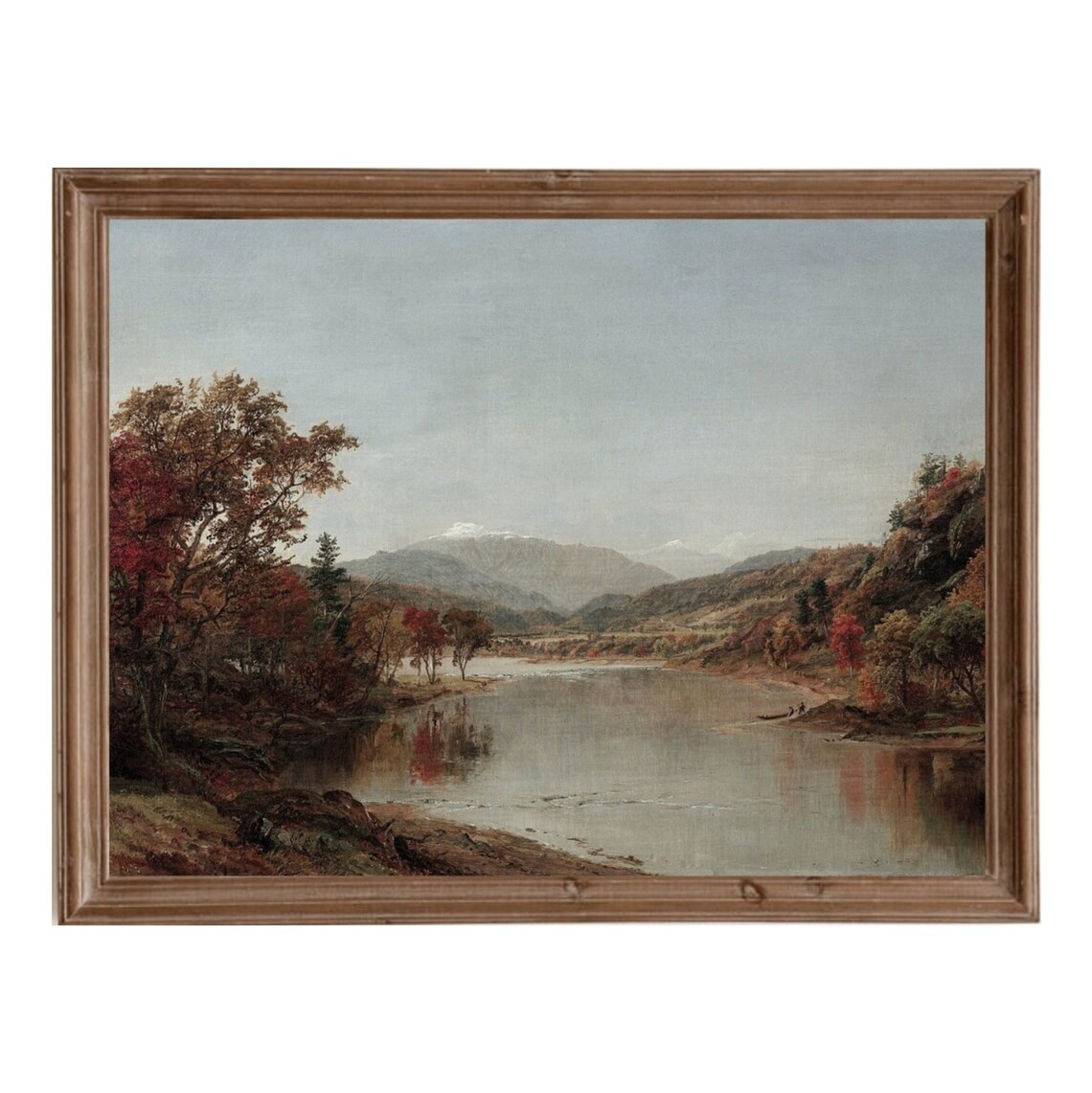 Autumn River Valley Beneath A Snow-Capped Mountain View Poster