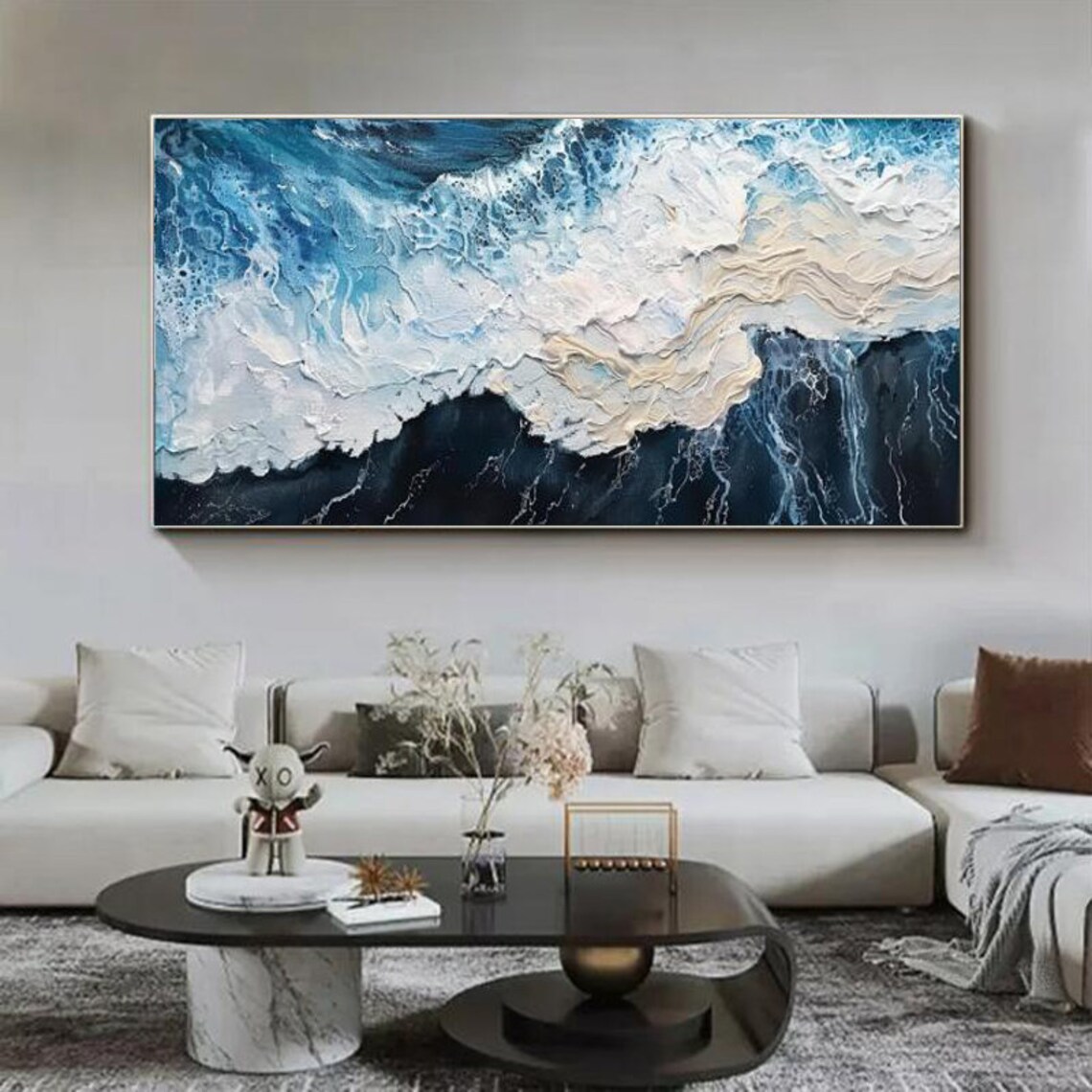 Abstract Waves, Black Sand Beach Seascape Art Print - Image 5