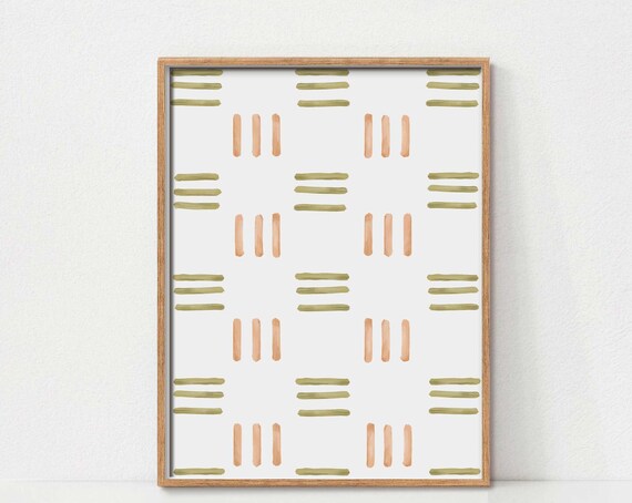 Modern Geometric Wall Art Abstract Brush Strokes Pattern Boho Wall Art Spring Colors Minimalist Art Easter Print