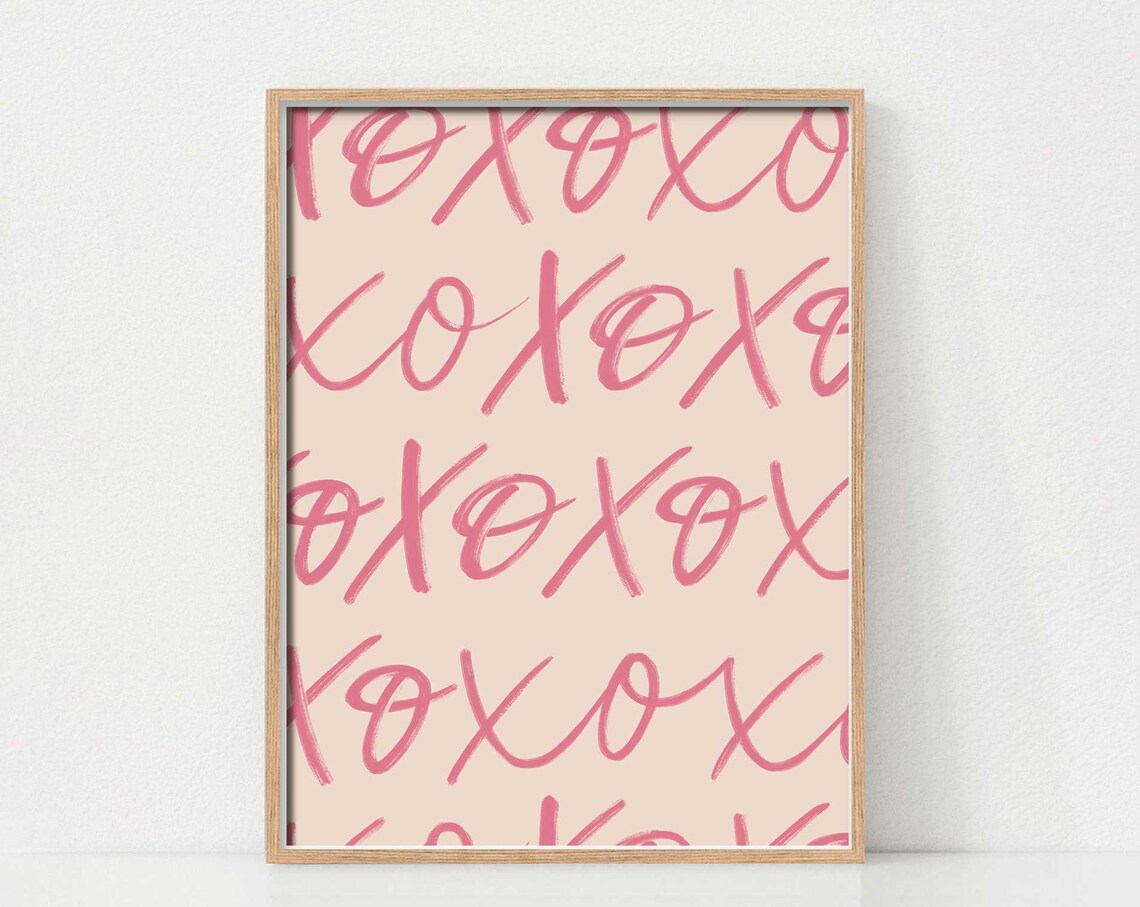 Xoxo Valentine Pink Poster Print, Girls' Room Decor