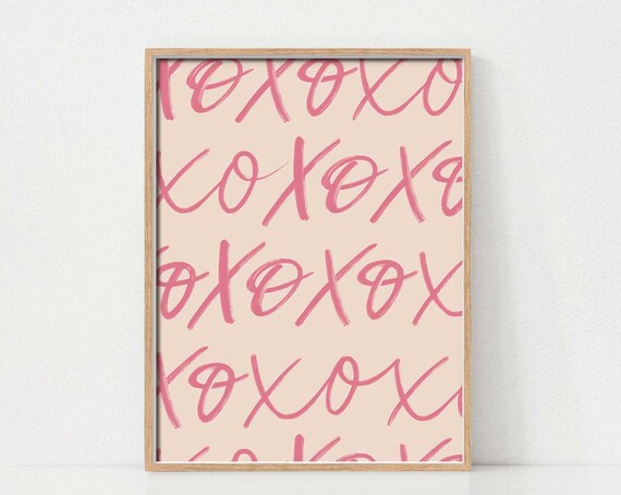 Xoxo Valentine Pink Poster Print, Girls' Room Decor