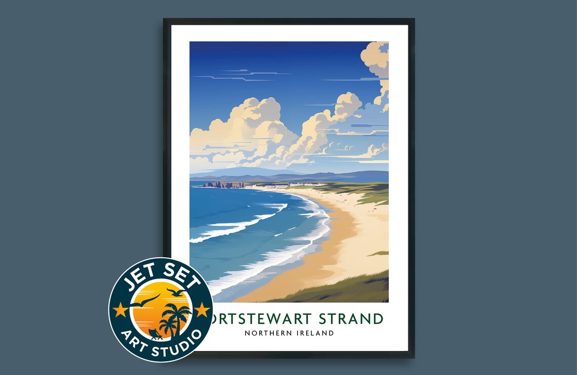 Portstewart Strand Northern Ireland Poster Golden Beach Vintage Travel Art