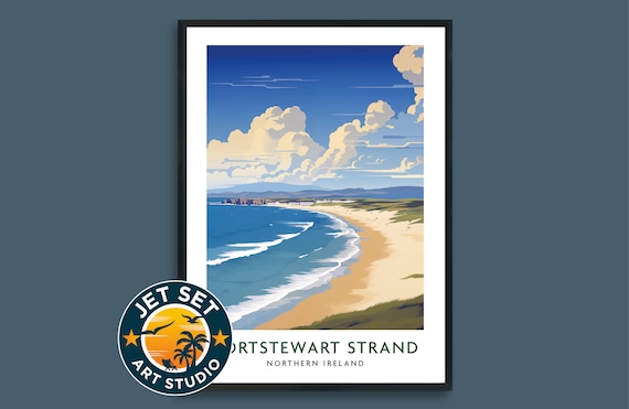 Portstewart Strand Northern Ireland Poster Golden Beach Vintage Travel Art