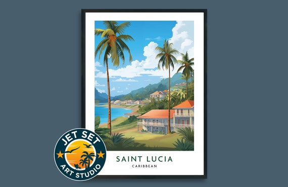 Saint Lucia Caribbean Travel Print Poster Wall Art Framed Unframed Canvas Gift
