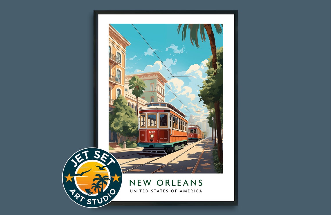New Orleans Louisiana Usa Travel Print Poster Wall Art Framed Unframed Canvas Gift