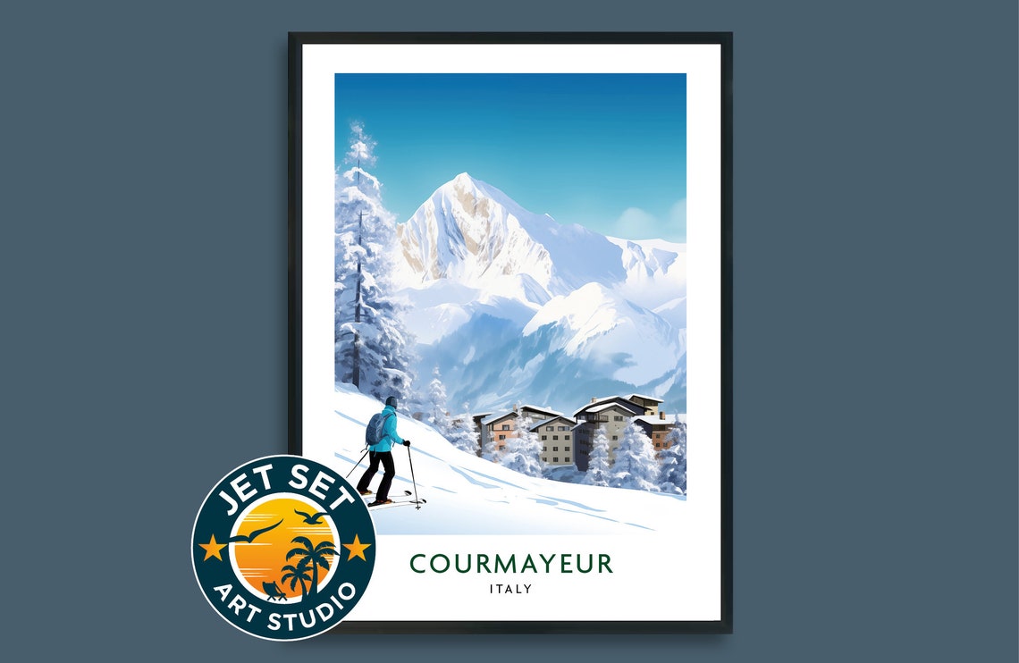 Courmayeur Italy Travel Print Poster Unframed Framed Canvas Wall Art