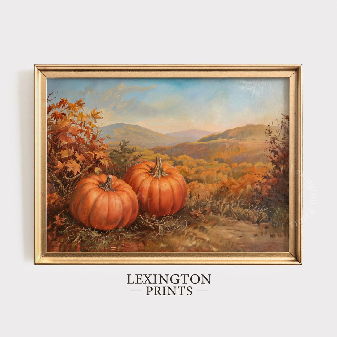 Autumn Pumpkin Patch Mountain Harvest Fall Landscape Art Poster - Image 8