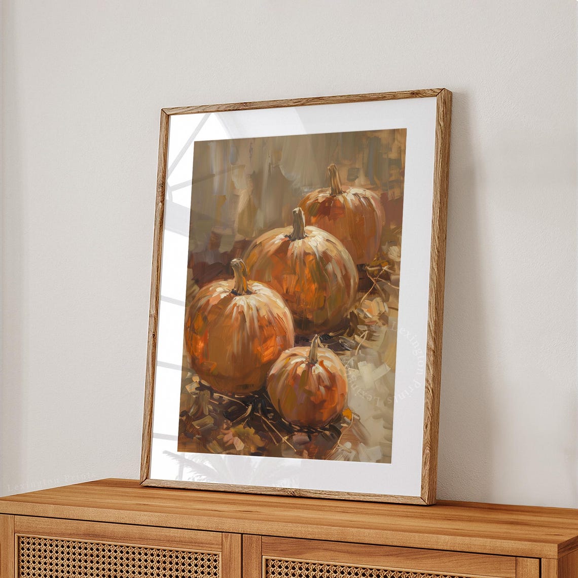 Orange Pumpkins Still Life Rustic Fall Harvest Oil Painting Poster - Image 8