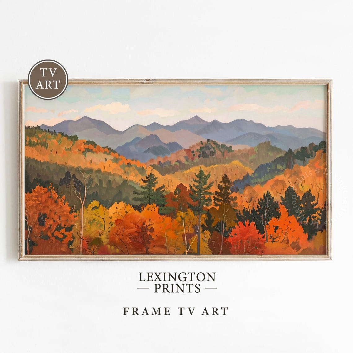 Autumn Mountain Valley Landscape Fall Foliage Painting Poster