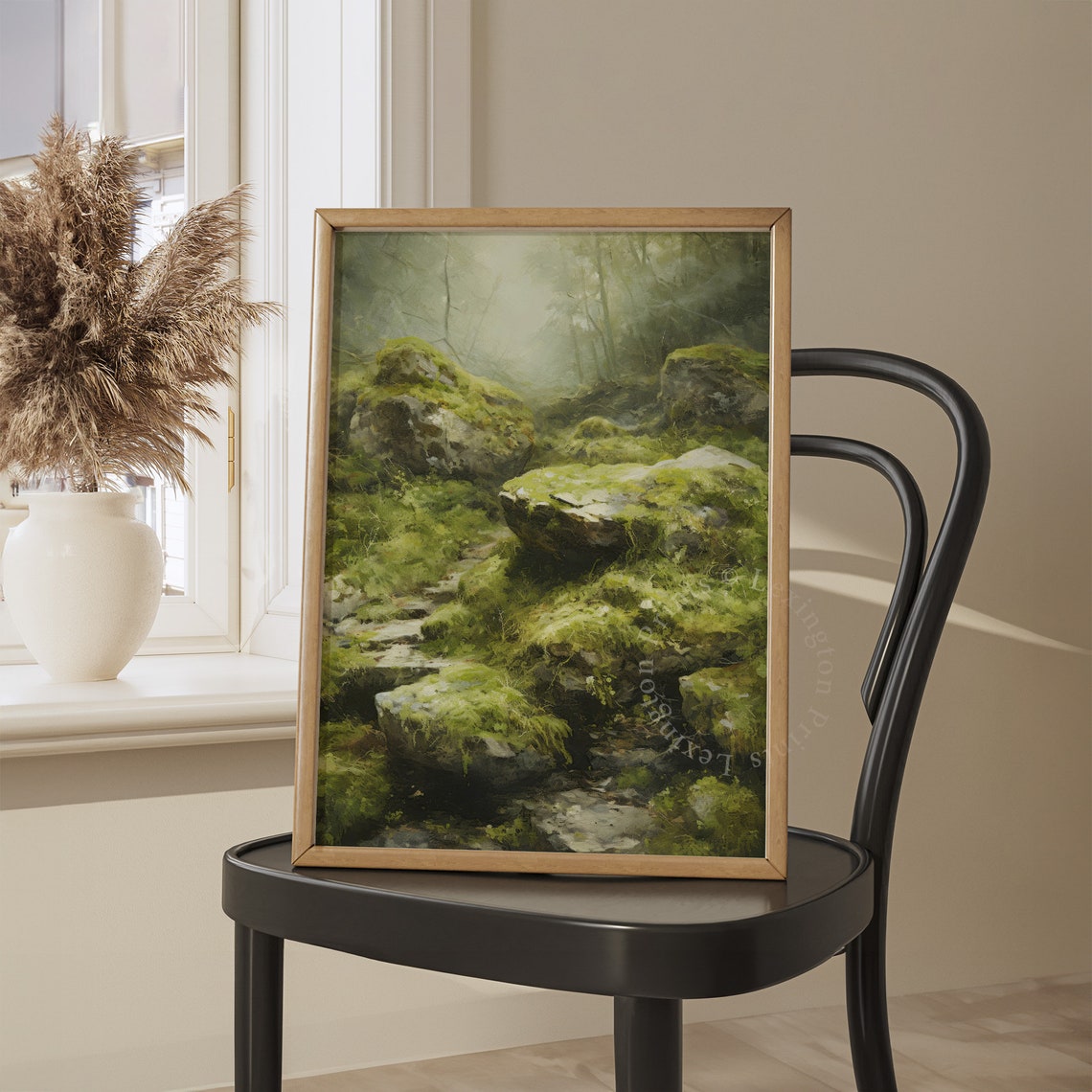 Misty Forest Stream With Moss-Covered Rocks Nature Landscape Poster - Image 8