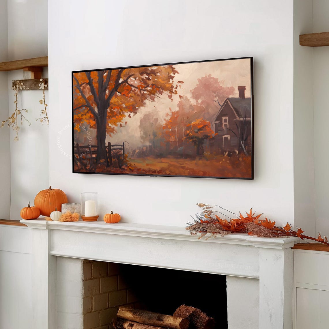 Dark Foggy Fall Tv Art Frame Tv Art Fall Tv Art Autumn Tv Art Vintage Landscape Painting Fall Home Decor Forest Tv Art 886 - Image 7