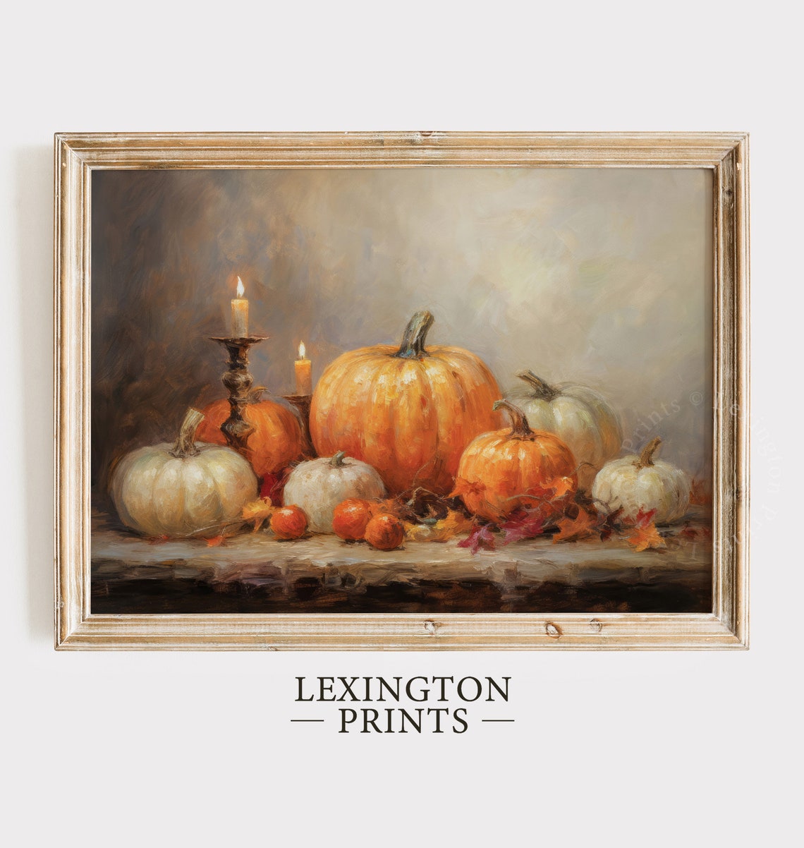 Pumpkin Still Life with Candles Warm Fall Harvest Decor Poster - Image 6