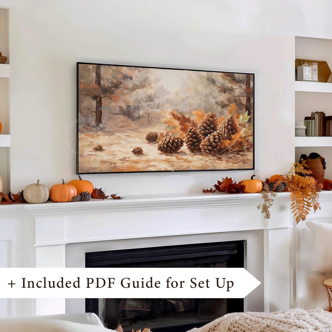 Pinecones and Autumn Leaves on Forest Floor Fall Painting Poster - Image 8