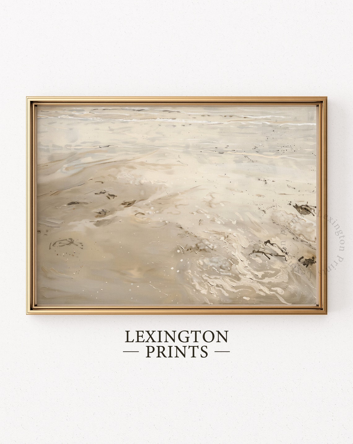 Beach Shoreline Abstract Ocean Waves Neutral Coastal Painting Poster - Image 2