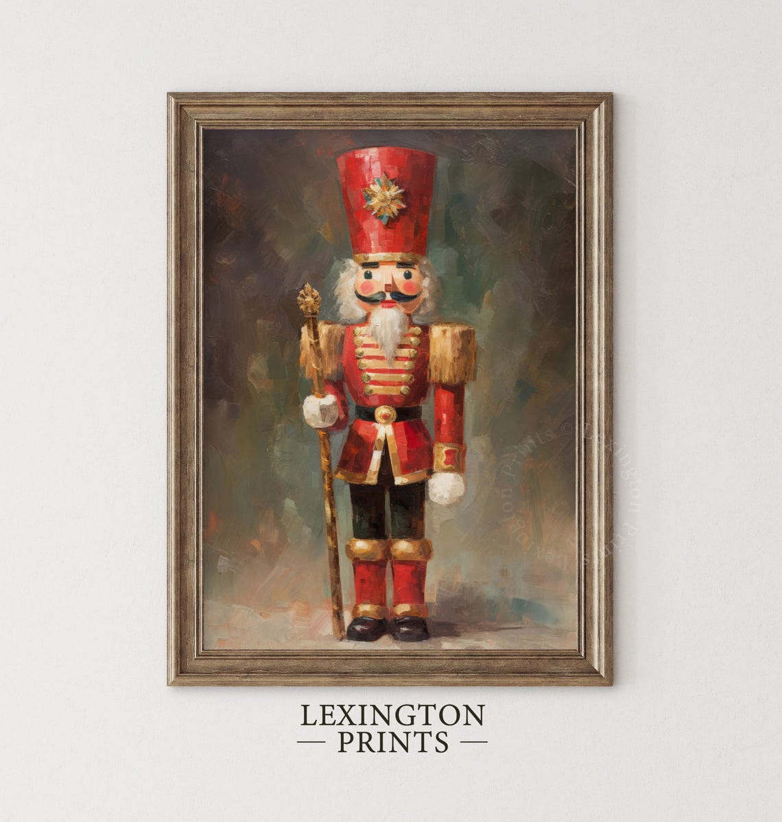 Red Nutcracker Soldier Vintage Christmas Holiday Painting Poster - Image 4