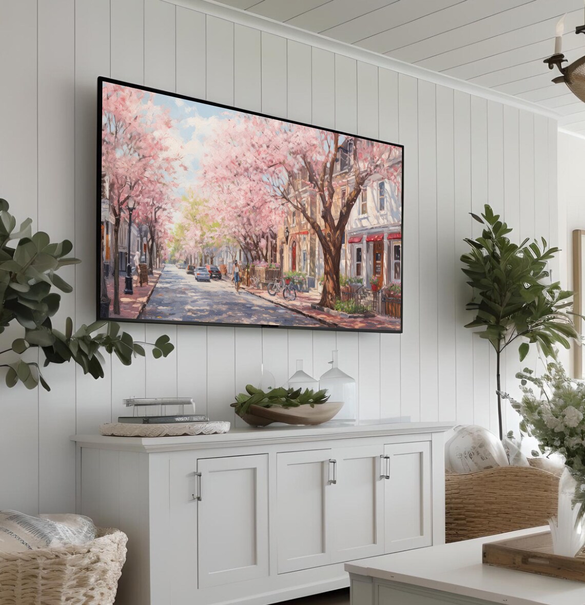 Cherry Blossom Street Spring City Vintage Oil Painting Poster - Image 3