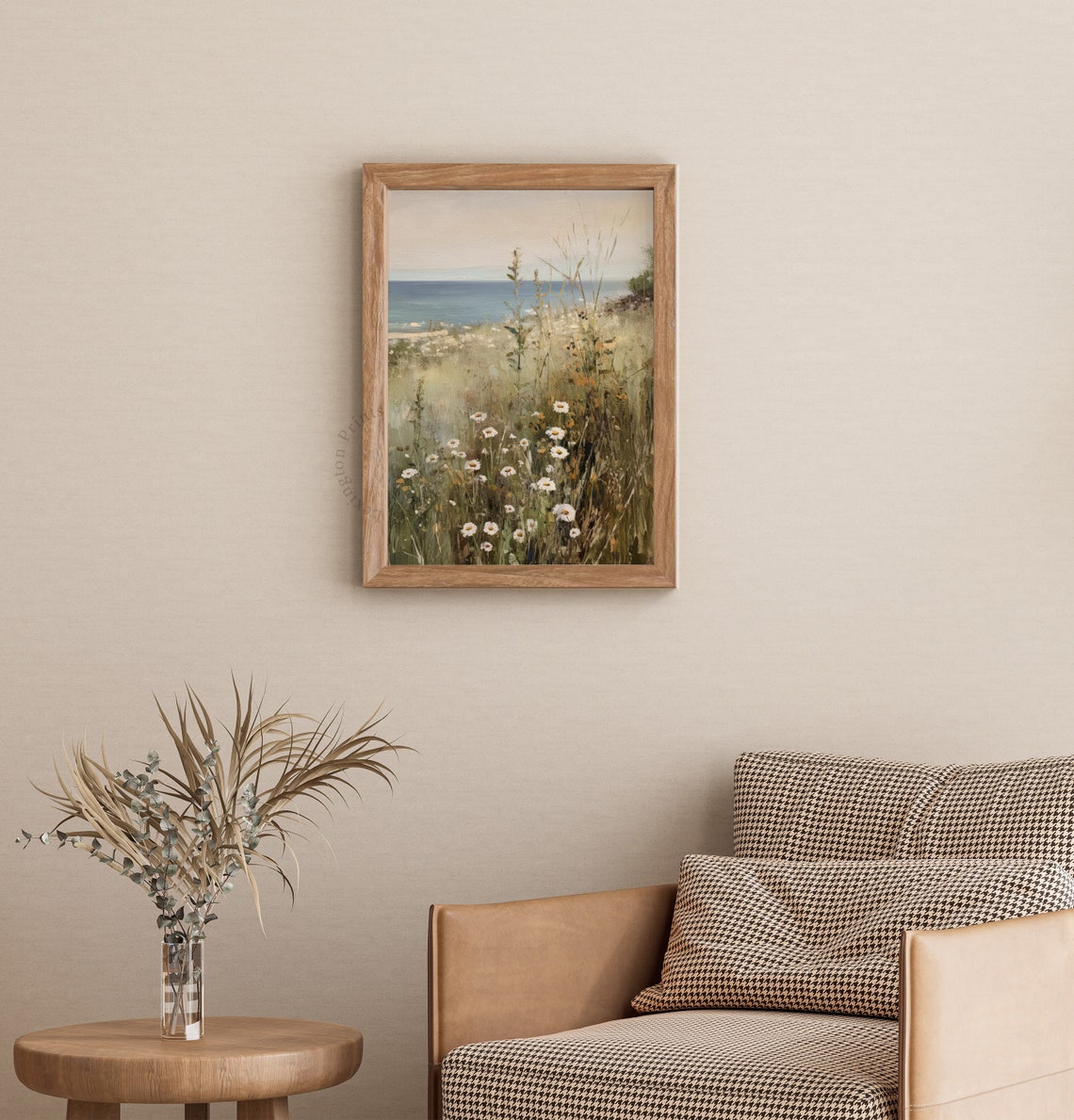 Coastal Daisy Meadow by the Sea Summer Breeze Wildflower Poster - Image 3