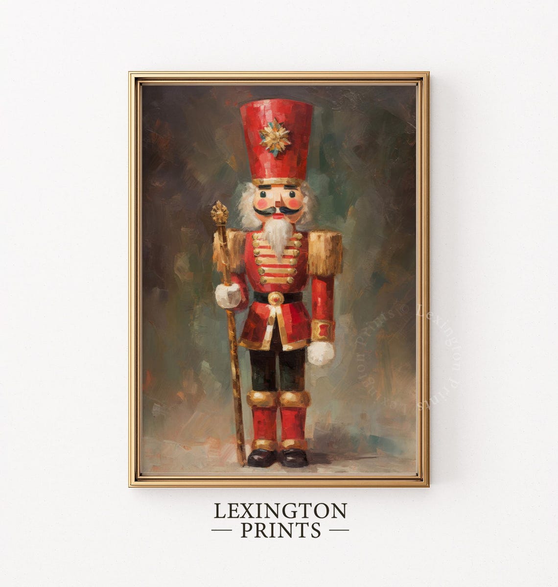 Red Nutcracker Soldier Vintage Christmas Holiday Painting Poster - Image 5