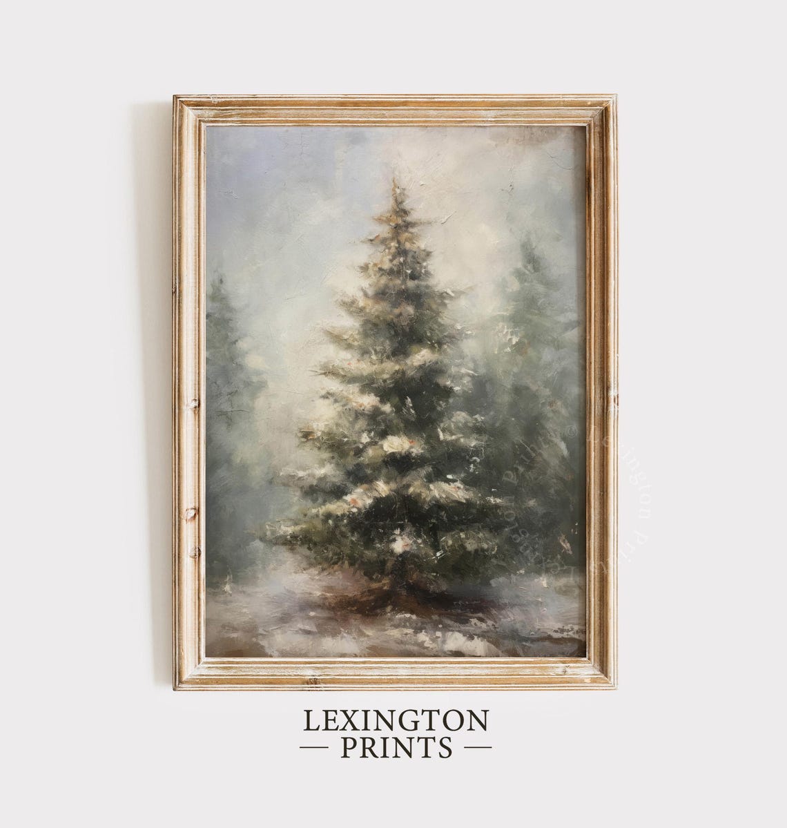 Lone Snowy Fir Tree Misty Winter Minimalist Woodlands Poster - Image 6