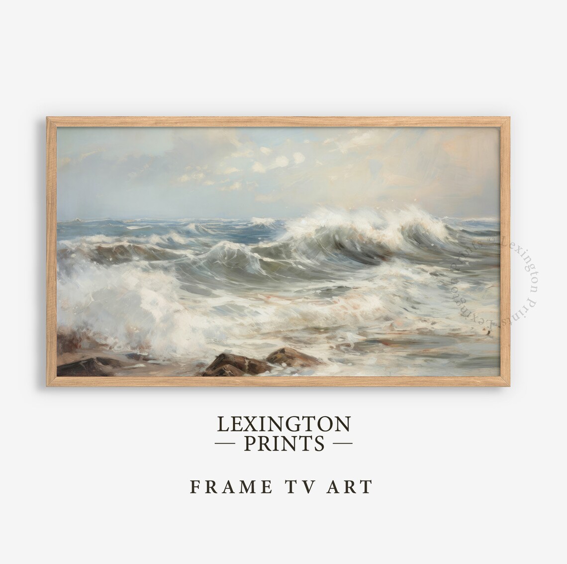 Foamy Ocean Waves Breaking Near Rocky Shore Coastal Seascape Poster - Image 4