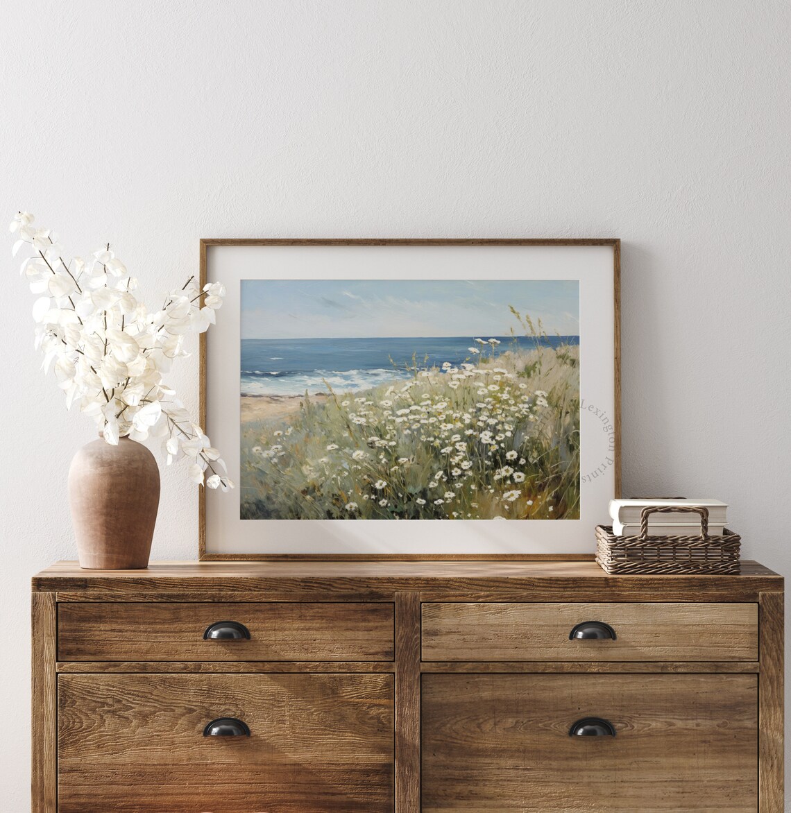 Summer Wildflower Field Vintage Coastal Landscape Print