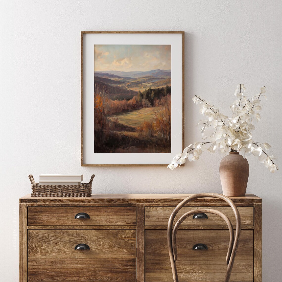 Autumn Mountain Valley Overlook Warm Light Oil Painting Scenic Poster - Image 8