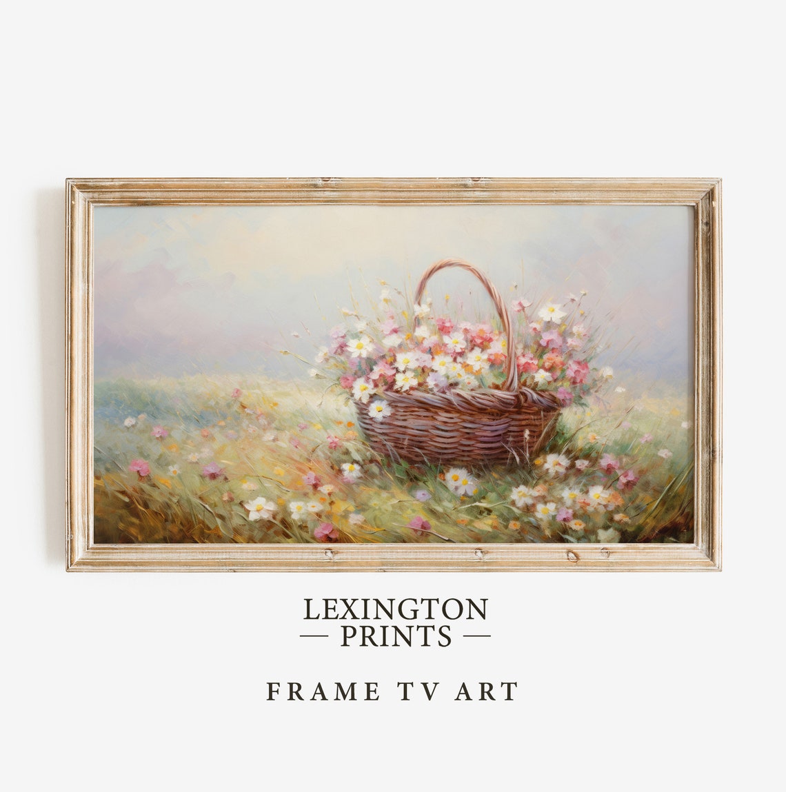 Easter Basket of Wildflowers in Spring Meadow Frame TV Art Print - Image 5