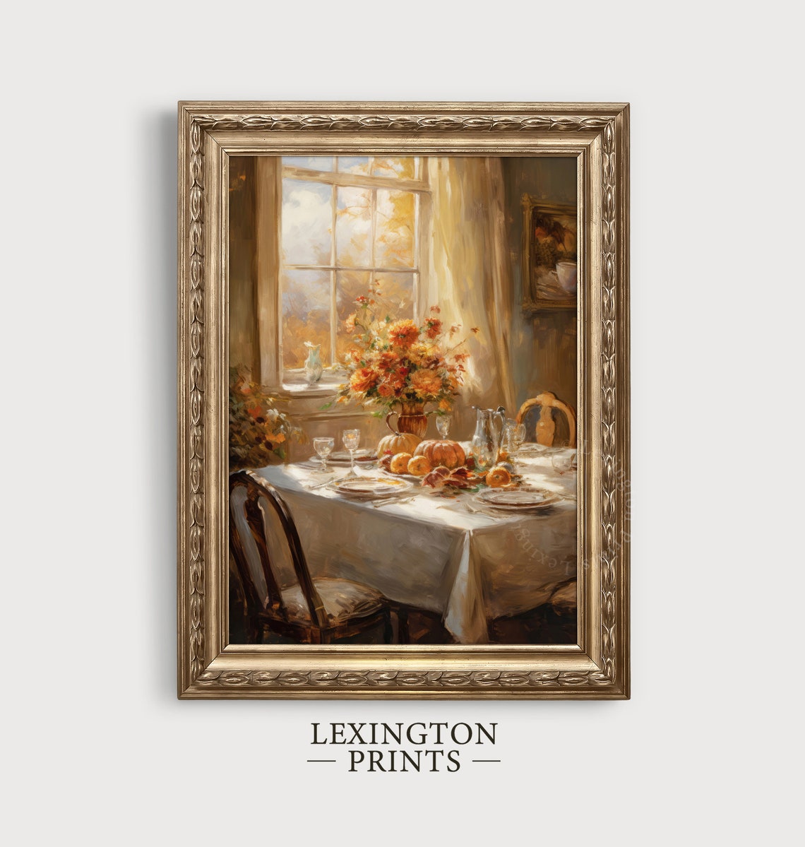 Thanksgiving Table Set for Dinner Fall Interior Painting Poster - Image 5